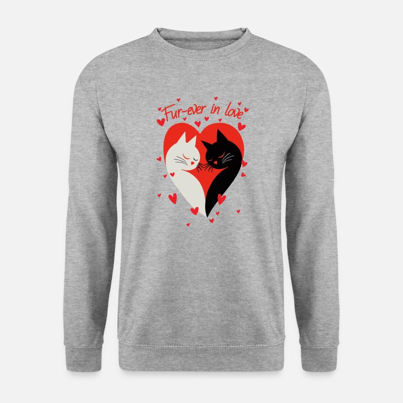 Katzen Pelz immer verliebt - Unisex Pullover - Weißgrau meliert