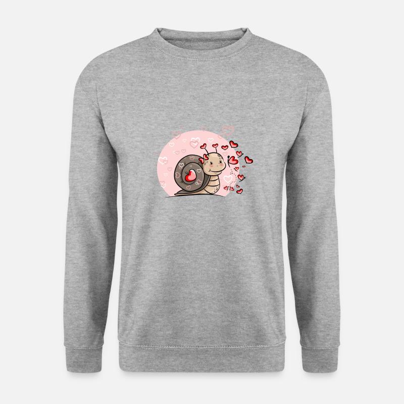 Snegl med hjerter - Unisex sweater - hvidgrå meleret