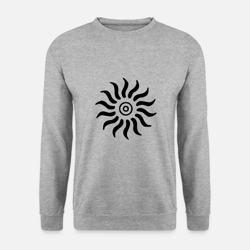 Sonne Zeichnung Natur Skizze schwarz - Unisex Pullover - Weißgrau meliert