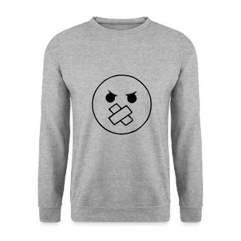 Emoji croquis bouche collée noir - Sweat-shirt Unisexe - gris chiné - Devant - Alina (178cm) & Michal (187cm)