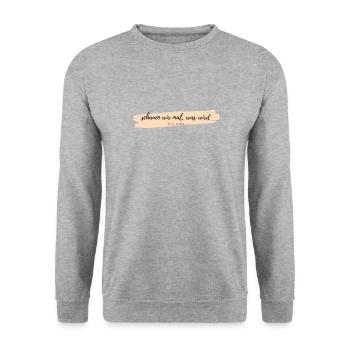 schauen wir mal was wird - Unisex Pullover - Weißgrau meliert - Vorne - Alina (178cm) & Michal (187cm)