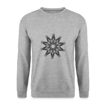 Symbol Geschenk Ornament Ethnic Spirit Art Orient - Unisex Pullover - Weißgrau meliert - Vorne - Alina (178cm) & Michal (187cm)