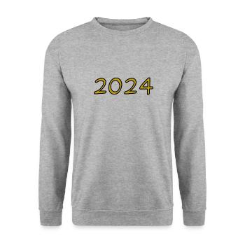 2024. WEIHNACHTEN. JAHR. JAHRESTAG. RUHESTAND. PAPA - Unisex Pullover - Weißgrau meliert - Vorne - Alina (178cm) & Michal (187cm)