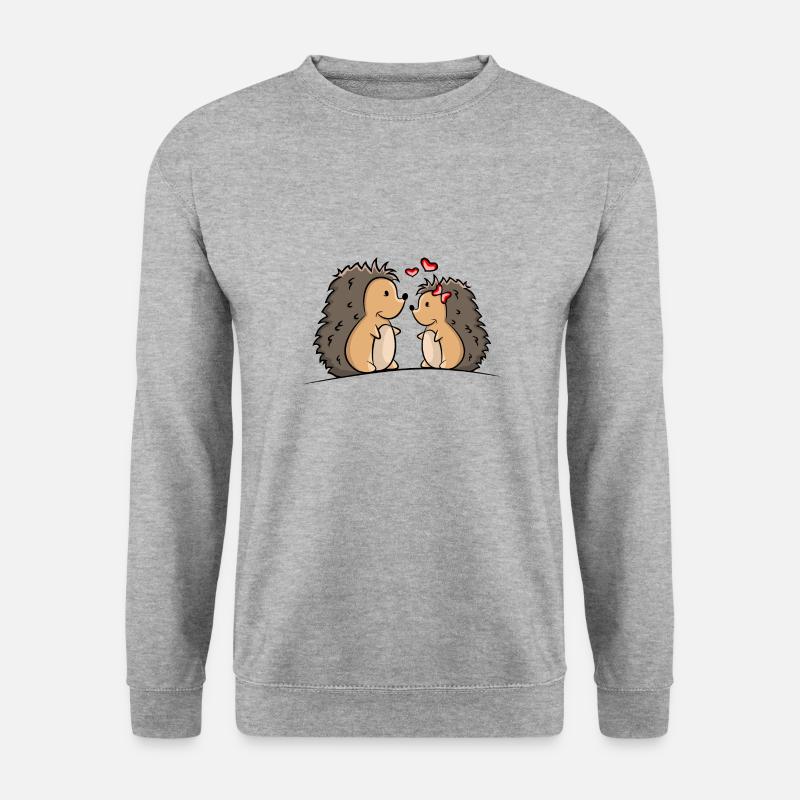 Igel Paar mit Herzen - Unisex Pullover - Weißgrau meliert