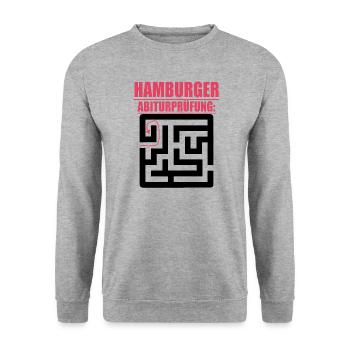Abitur Abschluss Prüfung Sprüche lustig Hamburg - Unisex Pullover - Weißgrau meliert - Vorne - Alina (178cm) & Michal (187cm)