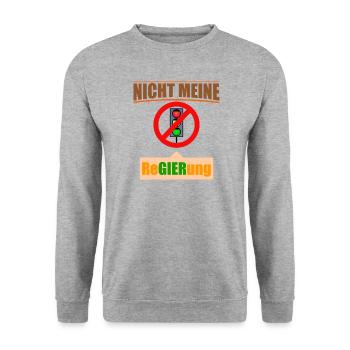 Ampel Regierung Scholz Baerbock Habeck Grüne SPD - Unisex Pullover - Weißgrau meliert - Vorne - Alina (178cm) & Michal (187cm)
