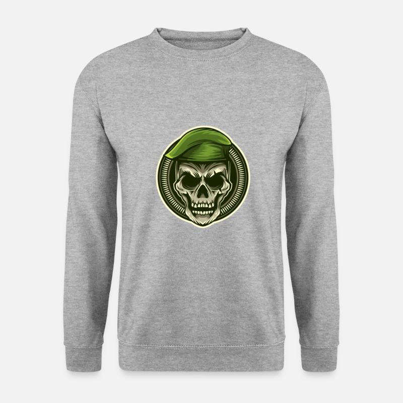 Soldatenschädel Soldat Kopf Armee Emblem - Unisex Pullover - Weißgrau meliert