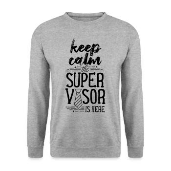 Bleib Ruhig Der Supervisor Ist Hier Beruf Aufseher - Unisex Pullover - Weißgrau meliert - Vorne - Alina (178cm) & Michal (187cm)