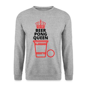 Beer Pong Queen - Unisex Sweatshirt - salt & pepper - Front - Alina (178cm) & Michal (187cm)