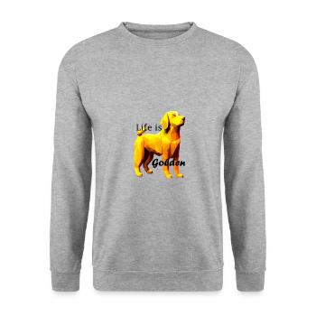 Golden Retriever Geschenk für Hundemama/Hundepapa - Unisex Pullover - Weißgrau meliert - Vorne - Alina (178cm) & Michal (187cm)