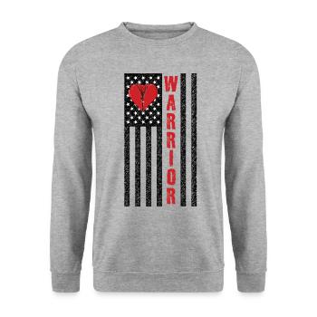 Operation am offenen Herzen Krieger Warrior - Unisex Pullover - Weißgrau meliert - Vorne - Alina (178cm) & Michal (187cm)
