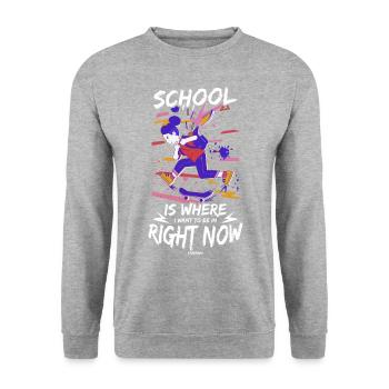 Schule Einschulung Mädchen Skateboard Longboard - Unisex Pullover - Weißgrau meliert - Vorne - Alina (178cm) & Michal (187cm)