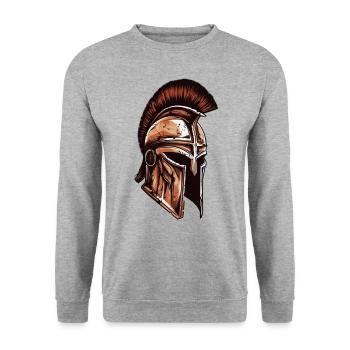 Spartaner Helm Krieger Gladiator Sparta - Unisex Pullover - Weißgrau meliert - Vorne - Alina (178cm) & Michal (187cm)