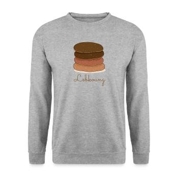 Lebkuchen Fränkisch - Unisex Pullover - Weißgrau meliert - Vorne - Alina (178cm) & Michal (187cm)