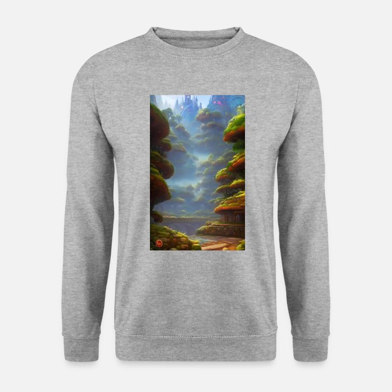 Überwucherte dystopische Sci-Fi-Welt - Unisex Pullover - Weißgrau meliert