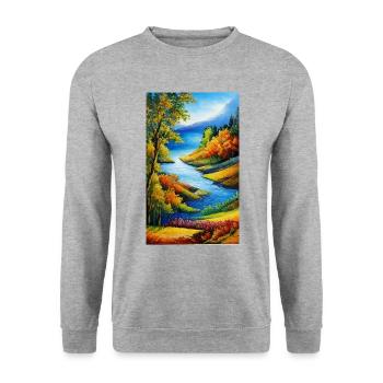 Scène de nature à l’aquarelle sereine en automne - Sweat-shirt Unisexe - gris chiné - Devant - Alina (178cm) & Michal (187cm)