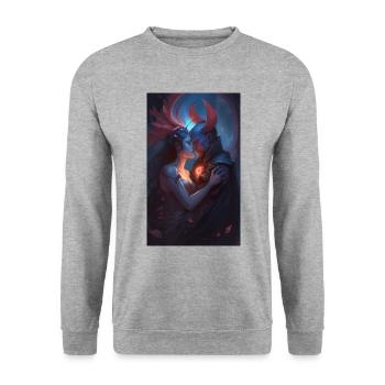 Demons Fantasy love scene - Unisex Sweatshirt - salt & pepper - Front - Alina (178cm) & Michal (187cm)