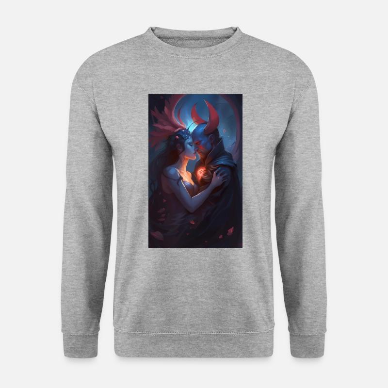 Dämonen Fantasy Liebesszene - Unisex Pullover - Weißgrau meliert