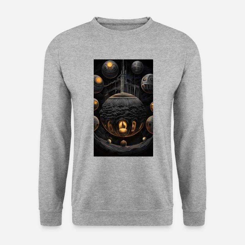 Dunkle Kugelwelt-Fantasy - Unisex Pullover - Weißgrau meliert