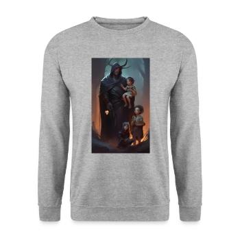 Medieval fantasy guarding father scene - Unisex Sweatshirt - salt & pepper - Front - Alina (178cm) & Michal (187cm)