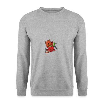 Erdbeeren Schlange Essen Kinder Geschenk Liebe - Unisex Pullover - Weißgrau meliert - Vorne - Alina (178cm) & Michal (187cm)