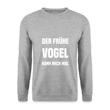 Der frühe Vogel kann mich mal - Unisex Pullover - Weißgrau meliert - Vorne - Alina (178cm) & Michal (187cm)