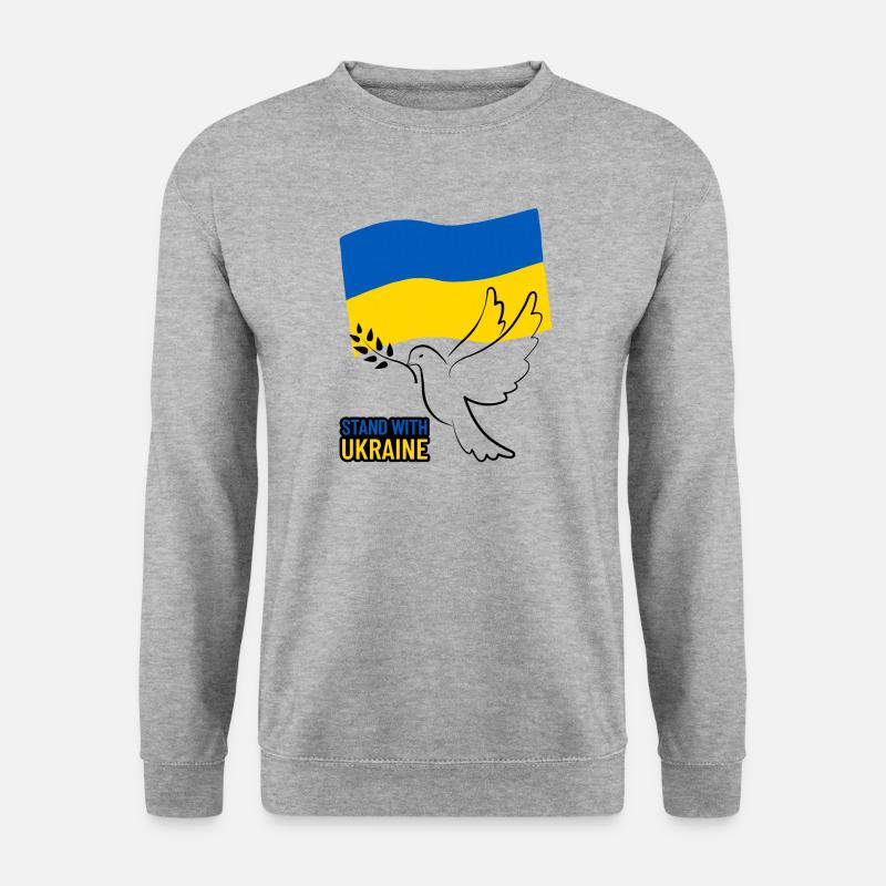 Ukraine Flagge mit Flügeldesign - Unisex Pullover - Weißgrau meliert
