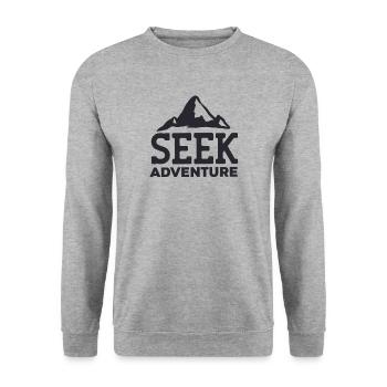 Cherche l'aventure - Voyage message inspirant - Sweat-shirt Unisexe - gris chiné - Devant - Alina (178cm) & Michal (187cm)