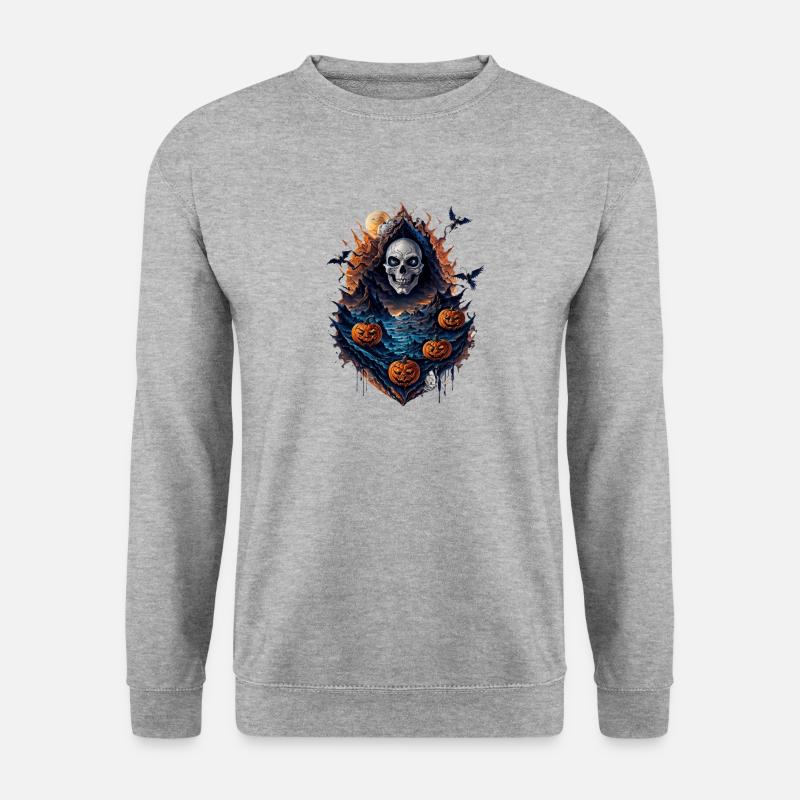 Vampir Halloween Geist Kürbis - Unisex Pullover - Weißgrau meliert