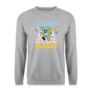 Tag der Erde - Seien Sie nett zu unserem Planeten - Unisex Pullover - Weißgrau meliert - Vorne - Alina (178cm) & Michal (187cm)