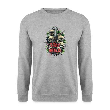 Stay Wild Knife Knife Life Motto - Unisex Sweatshirt - salt & pepper - Front - Alina (178cm) & Michal (187cm)