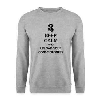 Upload Your Consciousness - Sarcastic Tech Joke - Unisex Sweatshirt - salt & pepper - Front - Alina (178cm) & Michal (187cm)