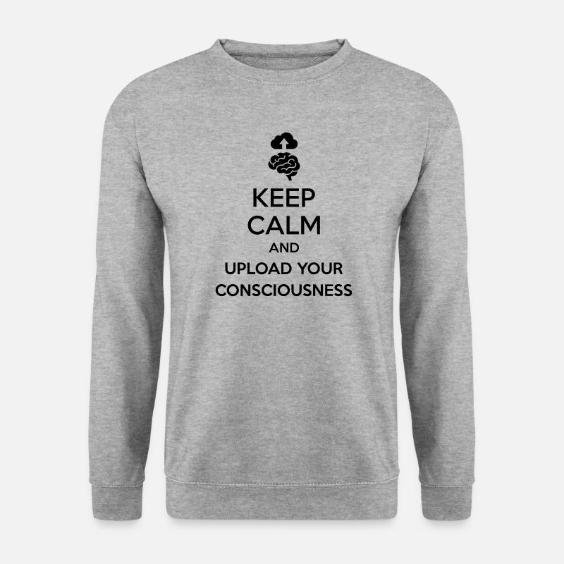 Lade dein Bewusstsein hoch – Sarkastischer Tech-Witz - Unisex Pullover - Weißgrau meliert