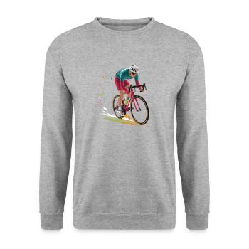 Farbiges Rennrad Design für Jungen - Unisex Pullover - Weißgrau meliert - Vorne - Alina (178cm) & Michal (187cm)