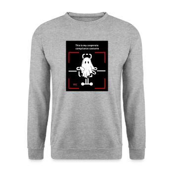 Corporate Compliance Geisterkostüm lustiges Halloween - Unisex Pullover - Weißgrau meliert - Vorne - Alina (178cm) & Michal (187cm)