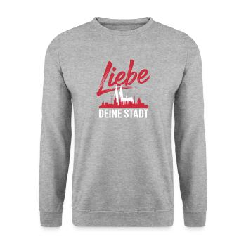 Köln Liebe Deine Stadt Kölner Kölle Karneval Köln - Unisex Pullover - Weißgrau meliert - Vorne - Alina (178cm) & Michal (187cm)