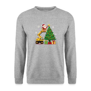 Weihnachtsaufzug schmückt Weihnachtsbaum - Unisex Pullover - Weißgrau meliert - Vorne - Alina (178cm) & Michal (187cm)
