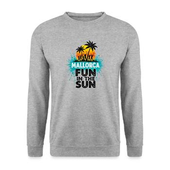 Mallorca - Fun in the Sun - Spanien - Espana - Unisex Pullover - Weißgrau meliert - Vorne - Alina (178cm) & Michal (187cm)