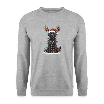 Black Lab Weihnachtslichter – Weihnachten Labrador Labrador Mama - Unisex Pullover - Weißgrau meliert - Vorne - Alina (178cm) & Michal (187cm)