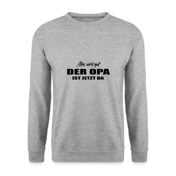 Opa - Unisex Pullover - Weißgrau meliert - Vorne - Alina (178cm) & Michal (187cm)