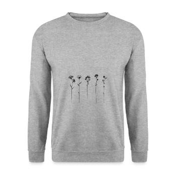 Zarte Blumenstriche - Unisex Pullover - Weißgrau meliert - Vorne - Alina (178cm) & Michal (187cm)