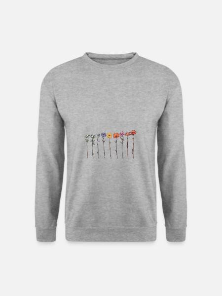 Dessin au trait botanique élégant - Sweat-shirt Unisexe - gris chiné