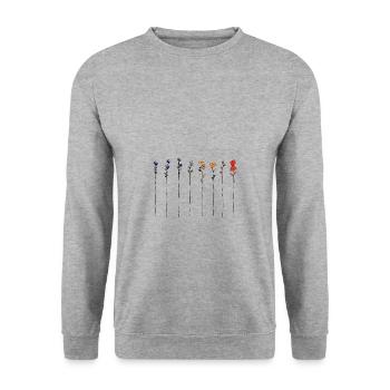 Minimalistische florale Aquarelle - Unisex Pullover - Weißgrau meliert - Vorne - Alina (178cm) & Michal (187cm)