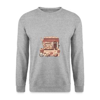 Backwerke und Bäckerei: Eine köstliche Kombination - Unisex Pullover - Weißgrau meliert - Vorne - Alina (178cm) & Michal (187cm)