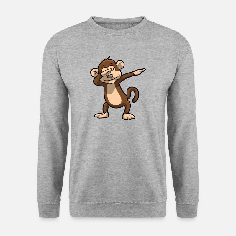 Dabbing Affe lustig Geschenk Kind Geburtstag - Unisex Pullover - Weißgrau meliert