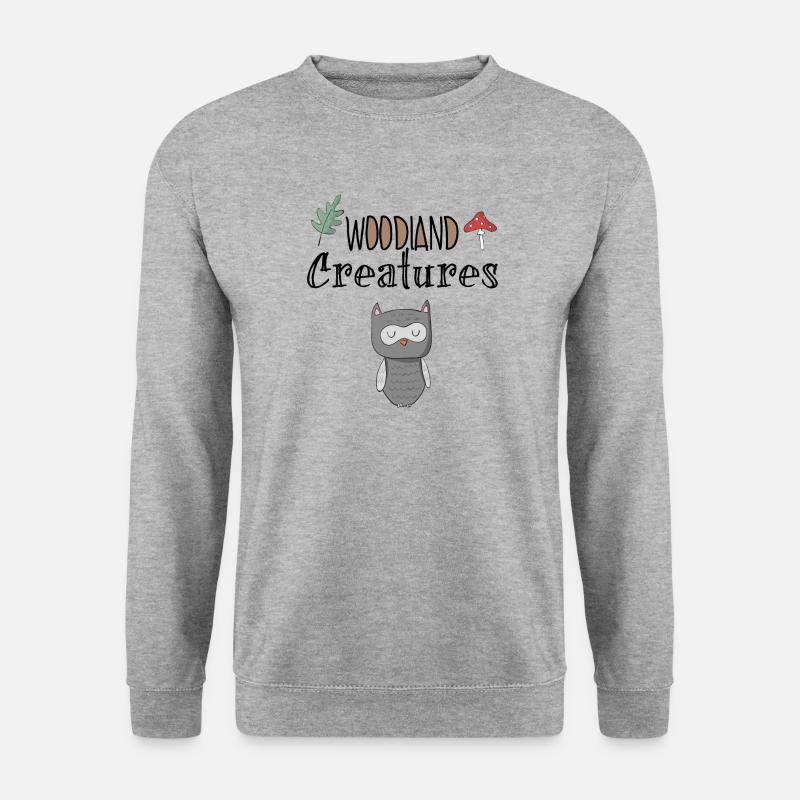 Waldbewohner Eule Nacht Süß Clipart Geschenk - Unisex Pullover - Weißgrau meliert