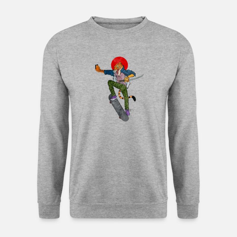 JAPAN TIGER - Unisex Pullover - Weißgrau meliert