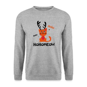 HohoMeow - Chat de Noël Idée cadeau Christmas - Sweat-shirt Unisexe - gris chiné - Devant - Alina (178cm) & Michal (187cm)