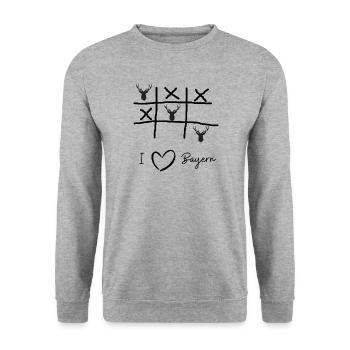 I love Bayern / Ich liebe Bayern - Unisex Pullover - Weißgrau meliert - Vorne - Alina (178cm) & Michal (187cm)