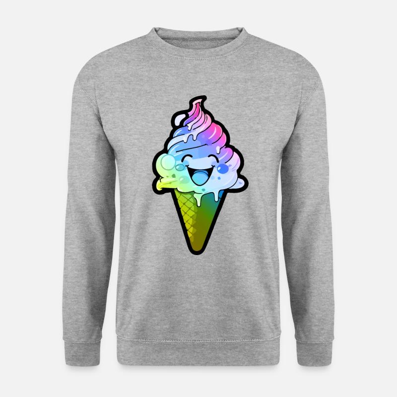 Ice Cream Comic Bunt - Unisex Pullover - Weißgrau meliert